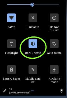 Android Q Beta 3 dark theme settings