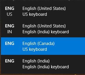 Change default keyboard language in windows 10
