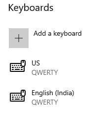 Change keyboard layout in Windows 10