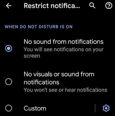 Enable DND mode on Google Pixel 3a