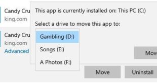 How to move Windows 10 apps to another drive