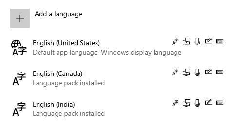 Windows 10 language settings for keyboard