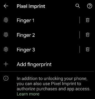 Add fingerprint on Google Pixel 3a and Google Pixel 3a XL device