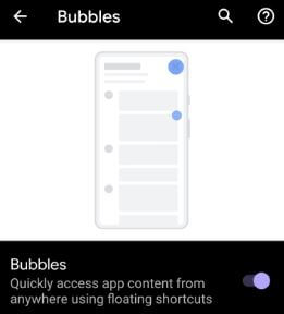 Android Q bubbles notification settings