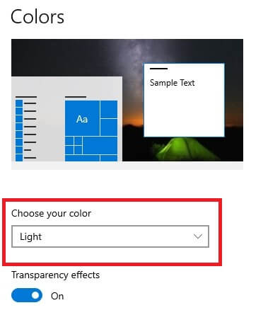 Choose color to Enable Dark Mode for Chrome in Windows 10
