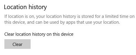 Clear location history on Windows 10