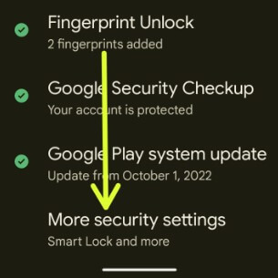 More security Settings on Google Pixels