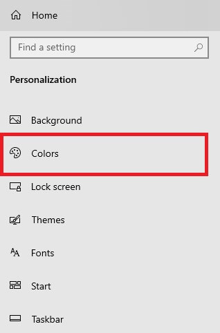 Tap Colors in your Windows settings