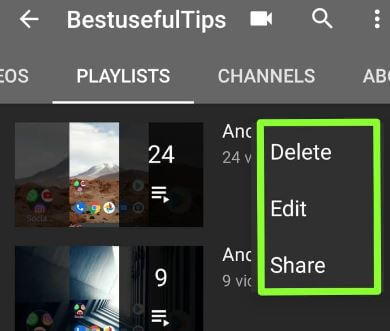 Add video to playlist in YouTube android app