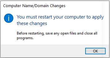 Change computer name in Windows 10
