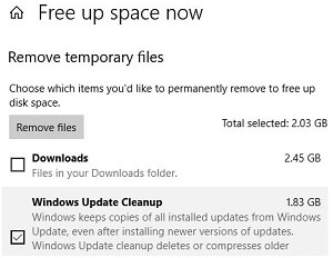 Clean Windows 10 files to free up storage space