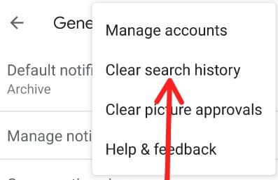 Clear Gmail search history in Android phone