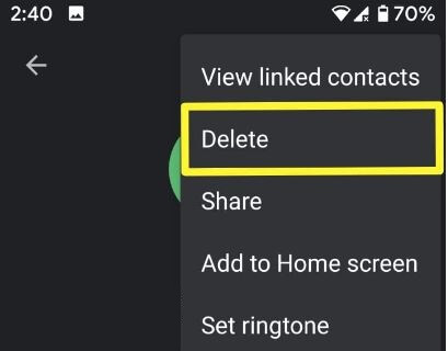 Delete contacts in WhatsApp Android