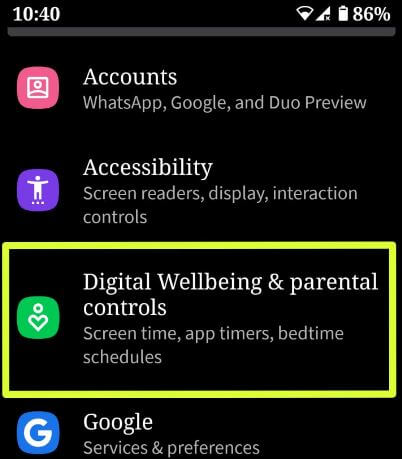 Beta de Bem-estar digital atualizado com novo recurso de controle dos pais Android Q