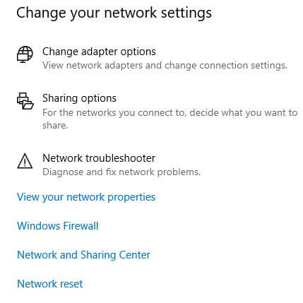Network reset Windows 10 PC