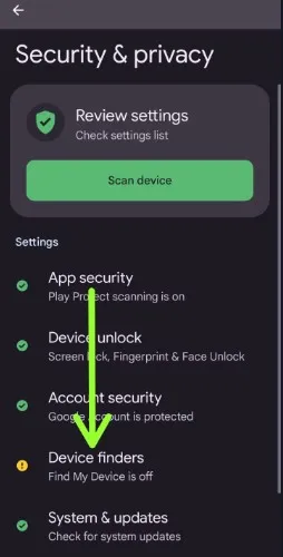 Tap Device Finders in your Android Phone