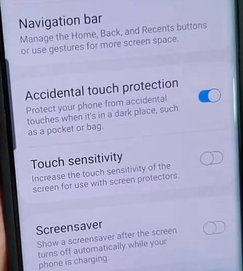 Turn off Accidental touch protection on S10 Plus