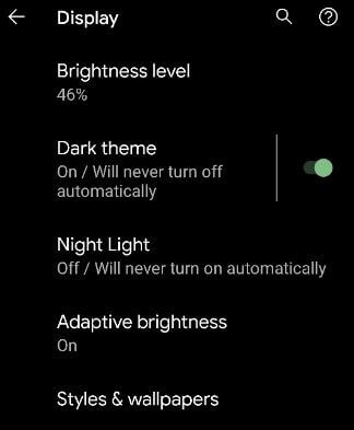 Turn on Dark Mode on Pixel 3a and 3a XL devices
