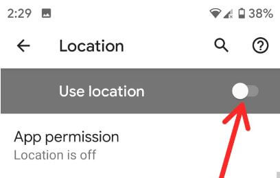 Turned off GPS in android 9 Pie