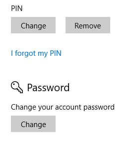 Windows 10 password change