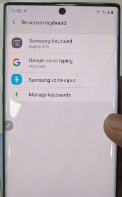 Change the keyboard input language on Samsung Note 10+