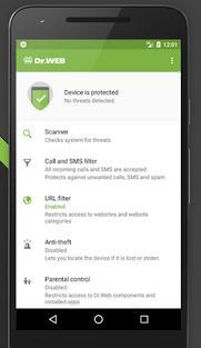 Dr Web security space app for Android
