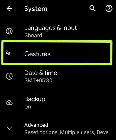 Enable gestures in android 10