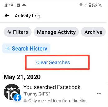 How to Clear Facebook Search History From Android