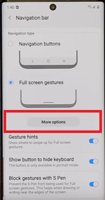 How to Enable Full Screen Gestures on Samsung Note 10 Plus Device