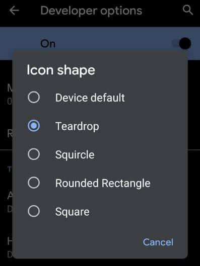 How to change the icon shape Android 10