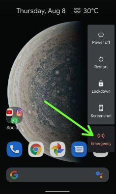 New emergency icon in power menu in Android Q Beta 6