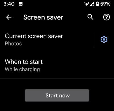 Set up and use screen saver in android 10