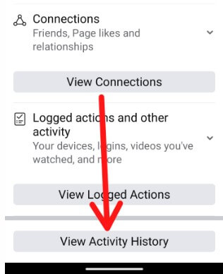 View Facebook Activity History Android