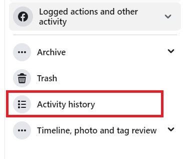 View Facebook Activity history on PC