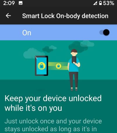 Android 10 Smart lock onbody detection