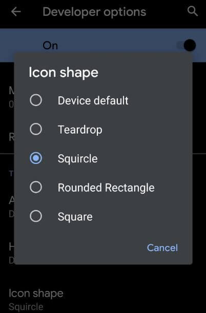 Change default Android 10 icon shape