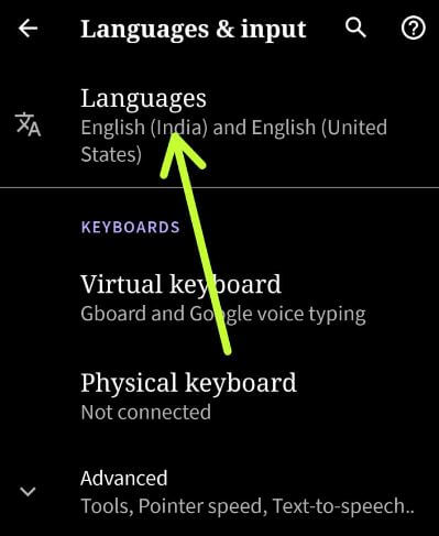 Android 10 language change
