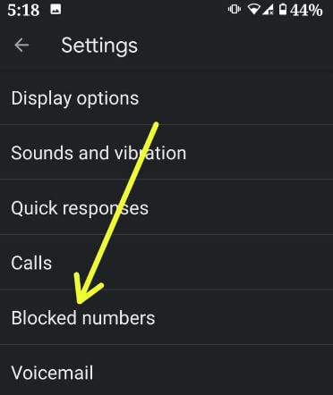 Blocked number on Android 10