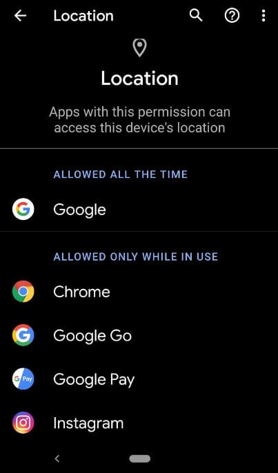 Change location permission Android 10