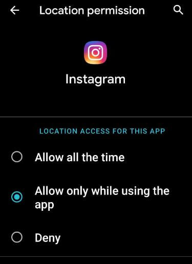 Control your app location permissions on android 10