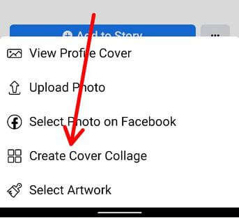 Create cover collage on Facebook App Android