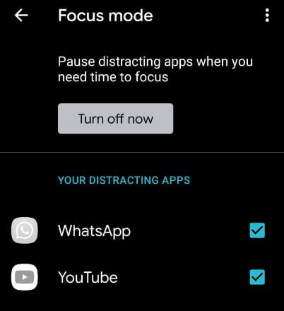 Disable focus mode on Android 10