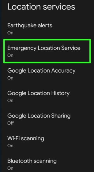 Enable Emergency Location Services on Android Phone