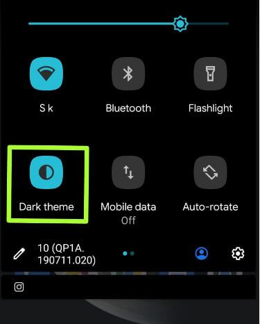 Enable android 10 dark mode on Pixel device