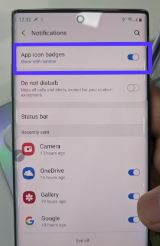 Enable app icon badges Samsung Note 10
