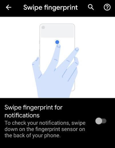 Enable swipe fingerprint for notifications android 10 device
