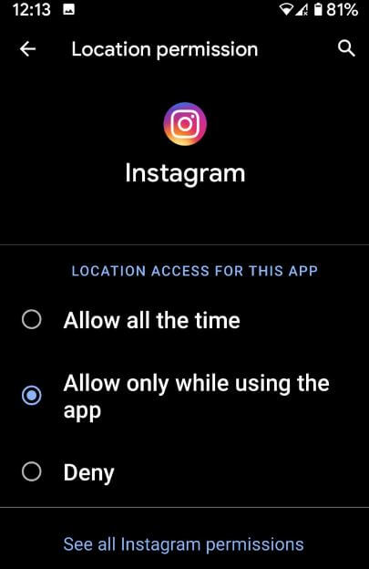 How to change location permission Android 10