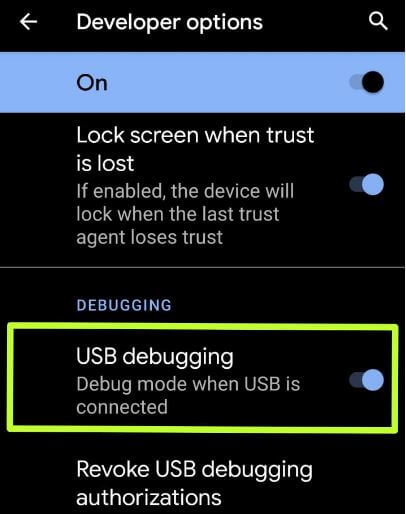 How to turn on USB debugging on Android 10