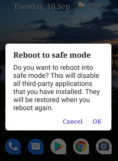 How to turn on safe mode on Android 10