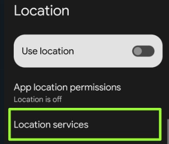 Location Services Settings on Android device
